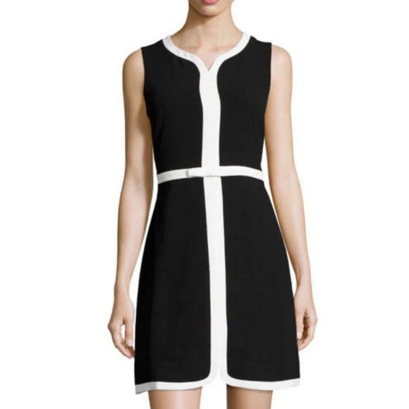 CECE Dress 12 Black White Bow Trim Career Church - Picture 1 of 10